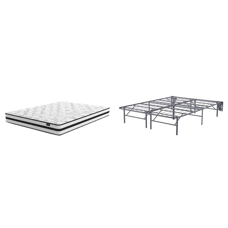 Signature Design by Ashley 8 Inch Chime Innerspring Black/White 2-Piece Mattress Package - Queen