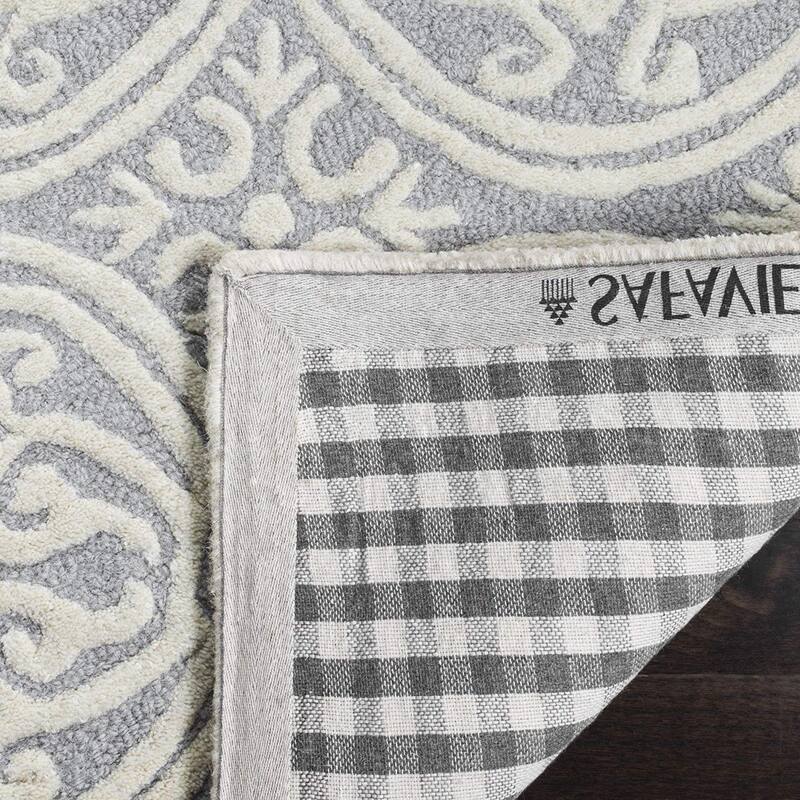 Contemporary Area Rug 9x12 - Silver Ivory Wool Rug - Modern Living Room Bedroom Floor Decor - 144 x 108