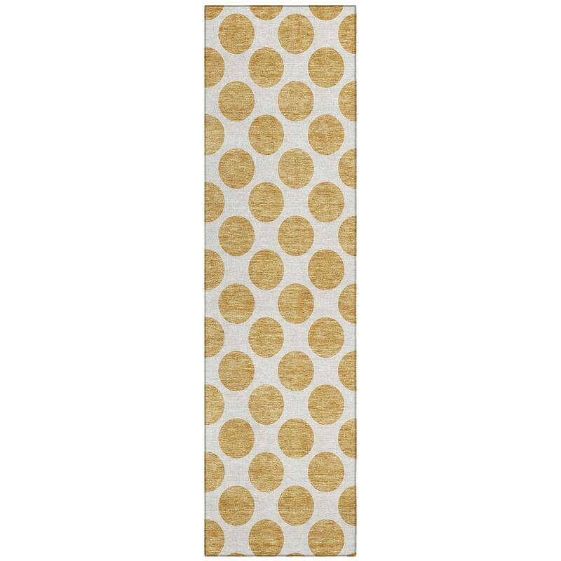 Machine Washable Indoor/ Outdoor Polka Dots Chantille Rug