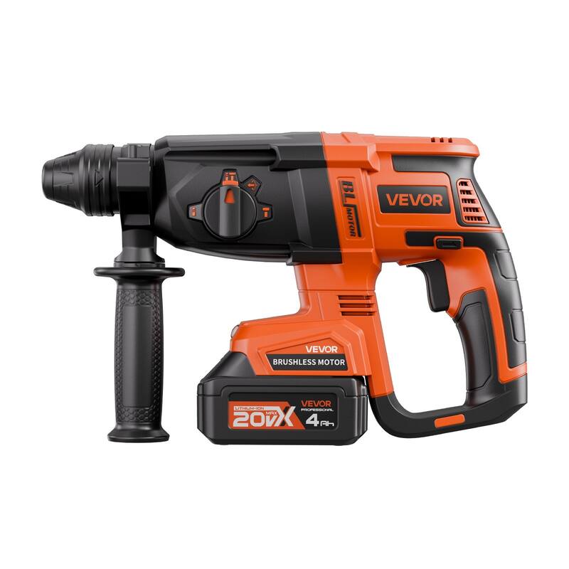 Cordless Rotary Hammer Drill 20V with 4.0Ah Battery and 4 Modes SDS-Plus 2.8J Impact for Concrete - 13” x 8.7” x 4.3”