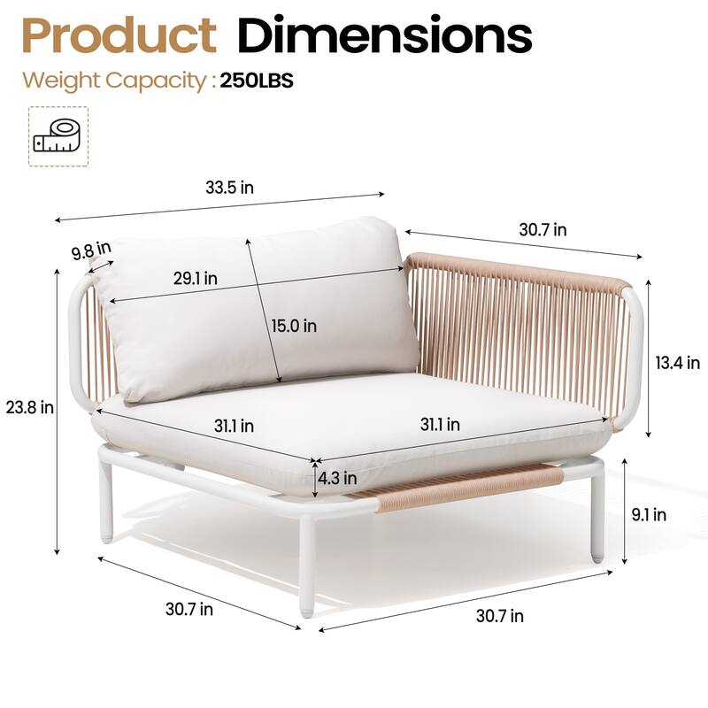 Outdoor Patio Cushion Sectional Sofa Set Furniture DIY Free Combination Set