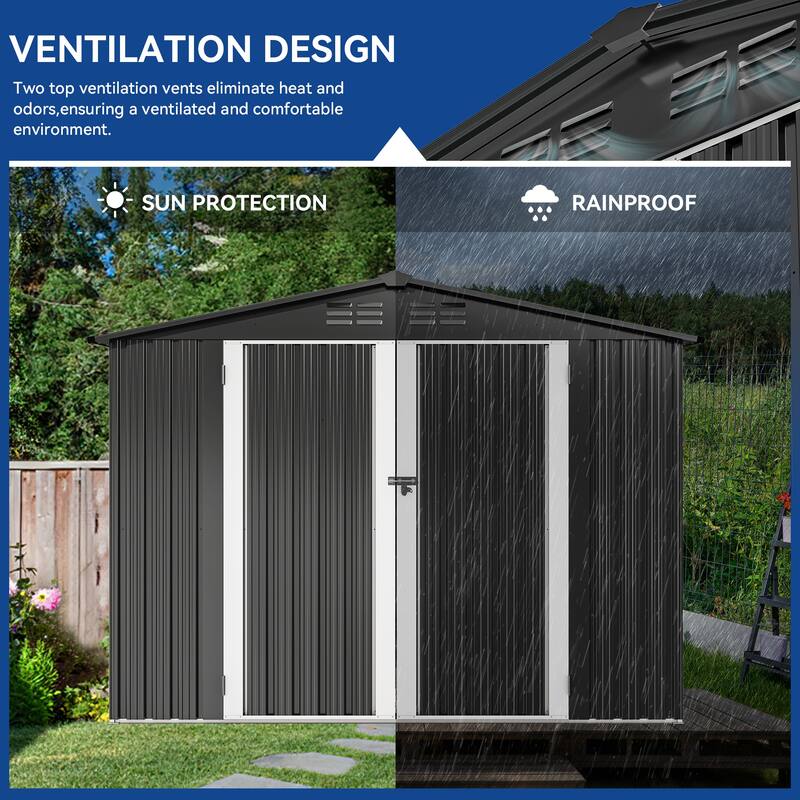 Moasis 8 ft. W x 6 ft. D Steel Storage Shed