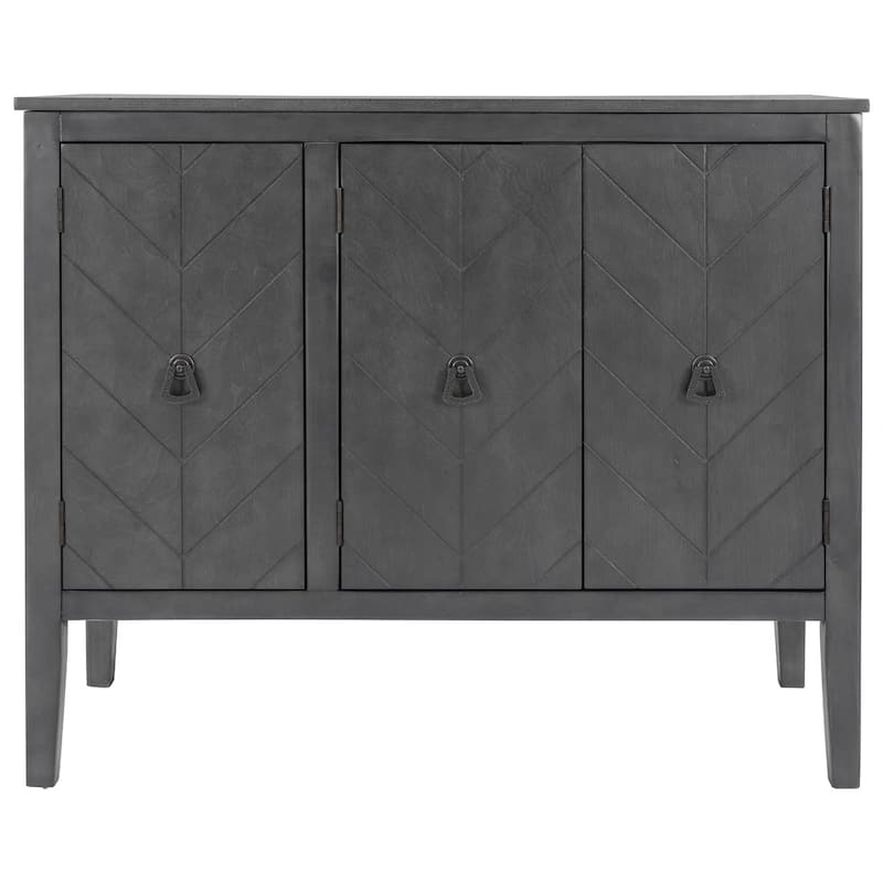 Adjustable Shelf Storage Sideboard with 3 Retro Metal Handles and 4 Pinewood Legs, for Entryway, Living Room, Study Room