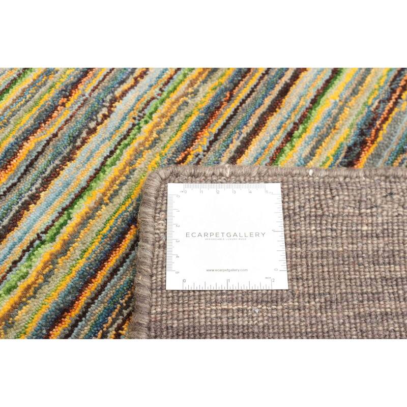 ECARPETGALLERY Hand Loomed Kashkuli Gabbeh Green Wool Rug - 4'0 x 5'10