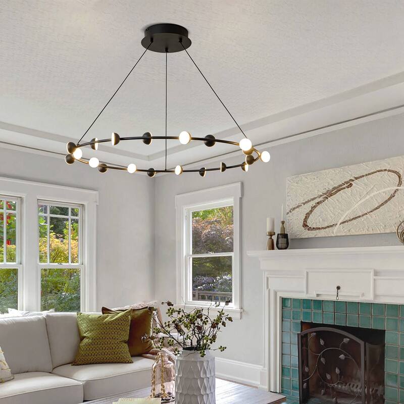 20-Light Black Wagon Wheel Chandelier Dining Room Chandelie - N/A