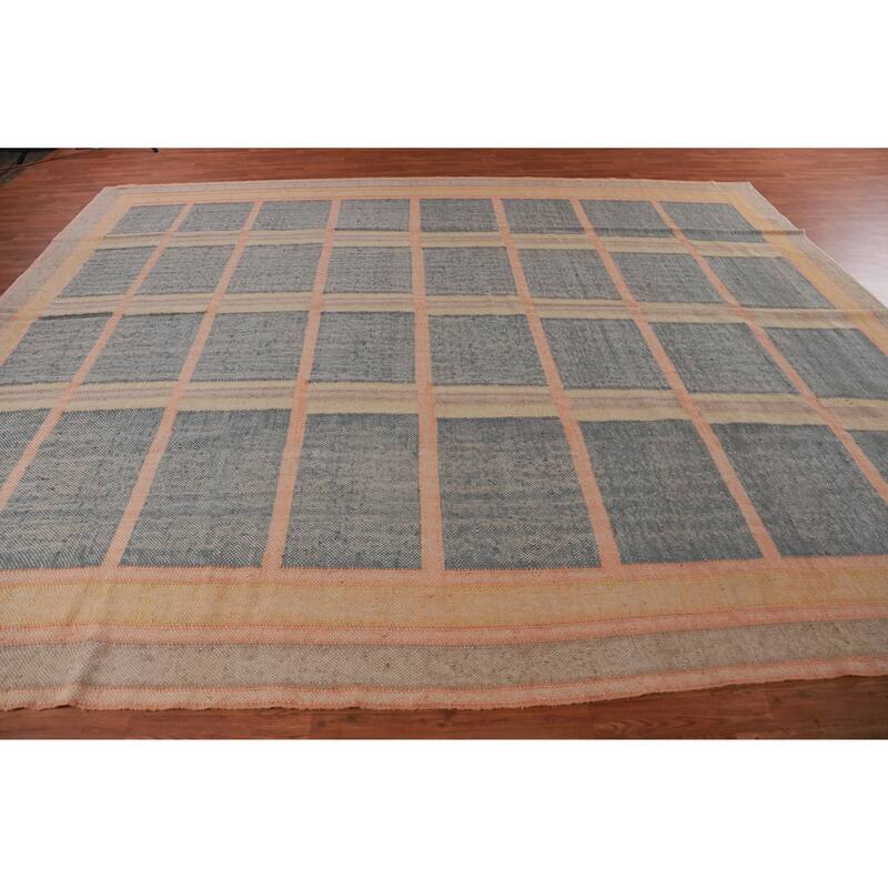 Hand Woven Oriental 100% Jute Carpet Southwestern Modern Multi-Colored Kilim Area Rug - 12' 10'' X 10' 6''
