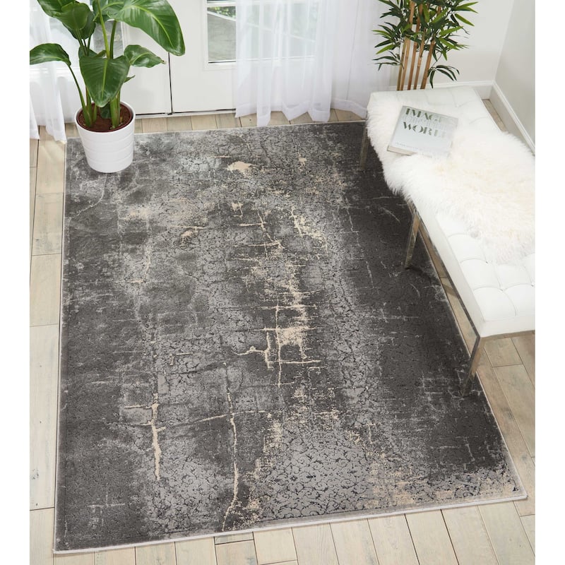 Home Heritage Contemporary Abstract Area Rug - 5'2" x 7'3" - Charcoal - Rectangle