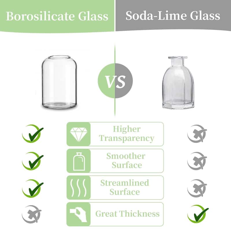 Glass Bud Vases for Centerpieces - Clear Small Flower Vase Decor Bulk Set of 12 Handmade Modern Decorative Vases