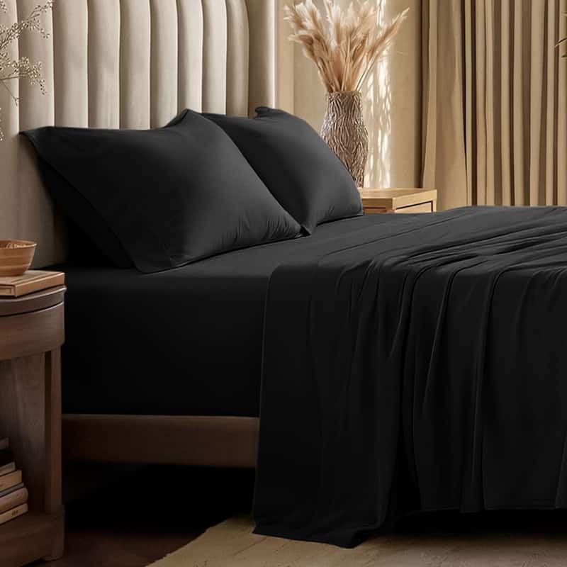 Bare Home Organic Cotton Jersey Sheet Set - Twin XL - Black