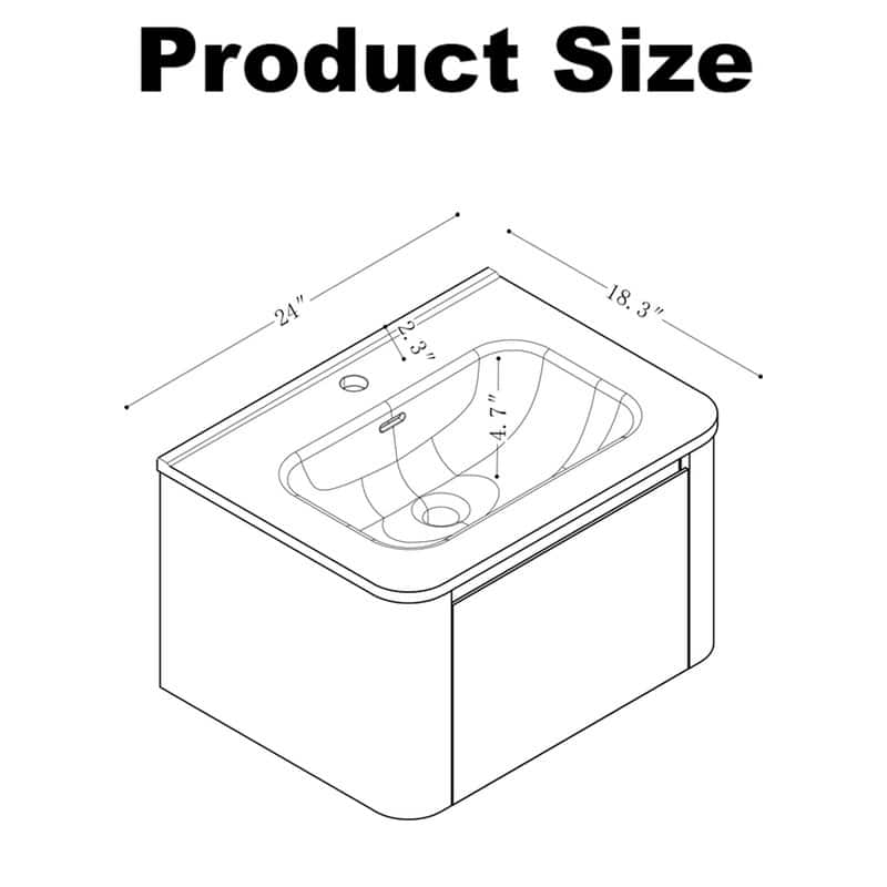 Floating Bathroom Vanity with Ceramic Sink Top Wall Mounted Cabinet