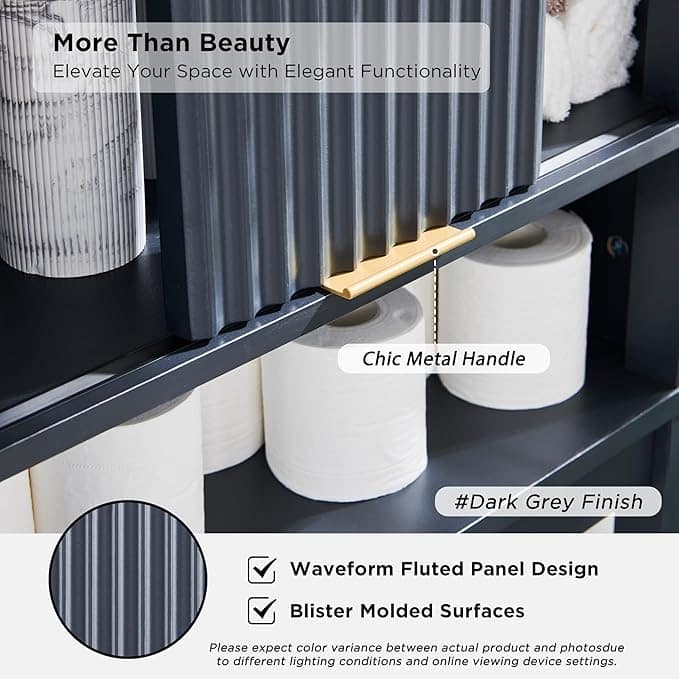 68" Tall Modern Over The Toilet Storage Cabinet, Tall Wood Space Saver