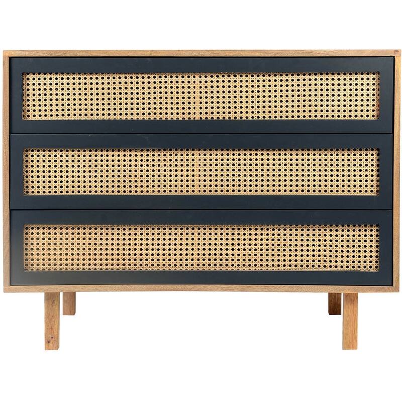 Aurelle Home Ashlyn Mid-Century Natural Mango Wood 3-Drawer Chest