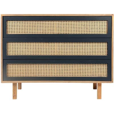 Aurelle Home Ashlyn Mid-Century Natural Mango Wood 3-Drawer Chest