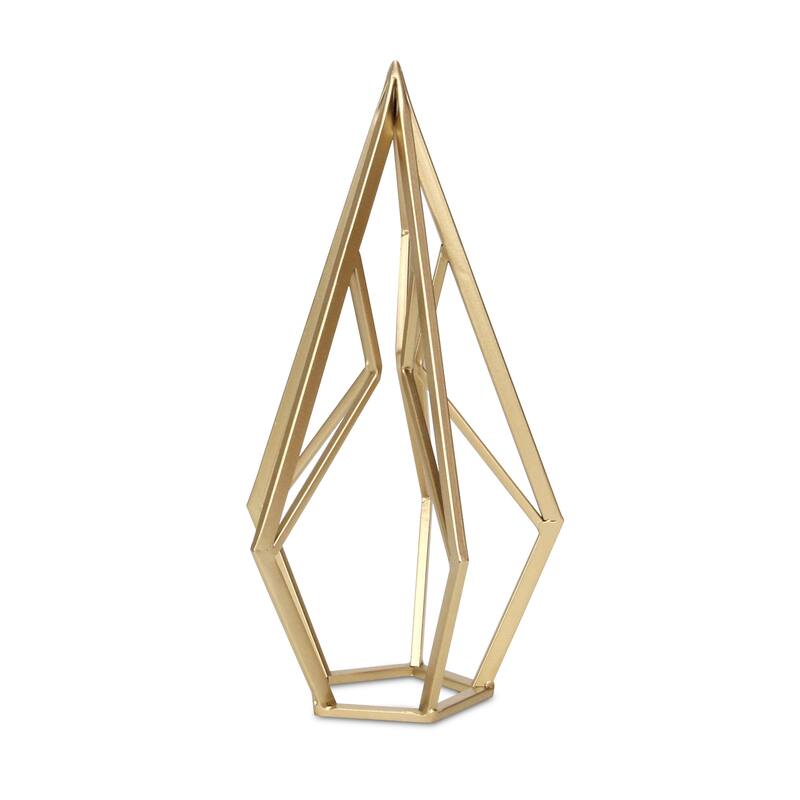 HomeRoots 14" Gold Metal Open Geometric Tabletop Sculpture - 7.00 in. x 13.75 in. x 6.75 in.