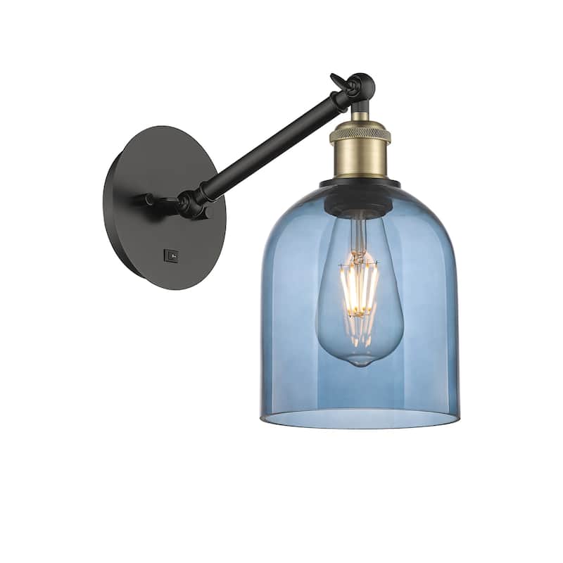 Innovations Lighting 317-1W-10-6 Bella Sconce Bella 10" Tall Wall - Black Antique Brass / Princess Blue