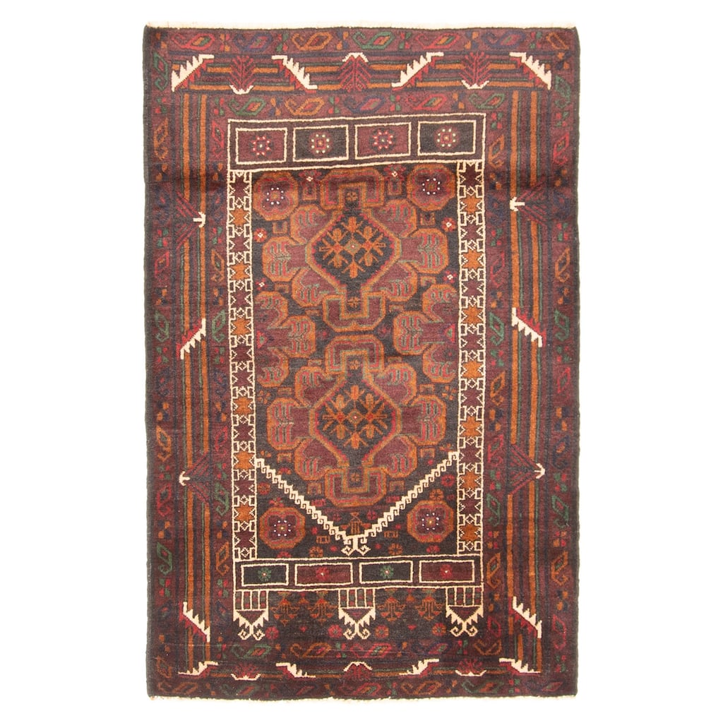 ECARPETGALLERY Hand-knotted Teimani Burgundy Wool Rug - 2'11 x 4'6