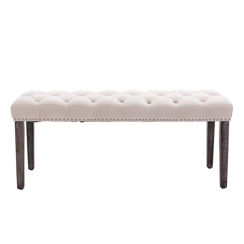 Tufted Velvet Bench Ottoman - Versatile Seating and Footrest for Living Room, Entryway, and Bedroom
