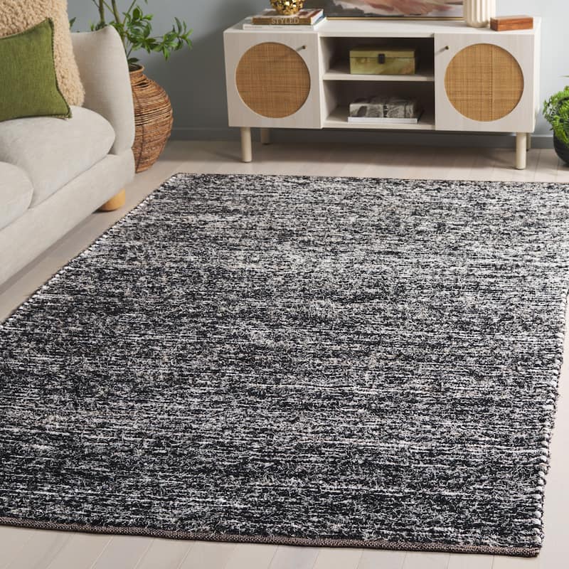 SAFAVIEH Handmade Cape Cod Sabrie Cotton Rug - Ivory/Black - 5' x 8'