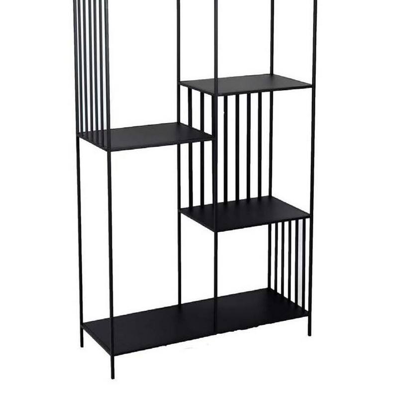 Tandum Plant Display Stand, Black Metal 6 Shelves, Modern 71 Inch