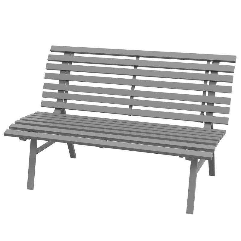 Porch Bench Outdoor Bench with Aluminum Frame, Charming Leisure Bench with Backrest, Corridor Bench Entryway Bench