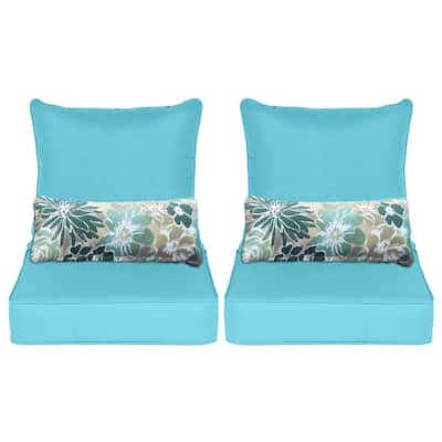 Aoodor Outdoor Deep Seat Chair Cushion Set (2 Back 2 Seater 2 Pillow)