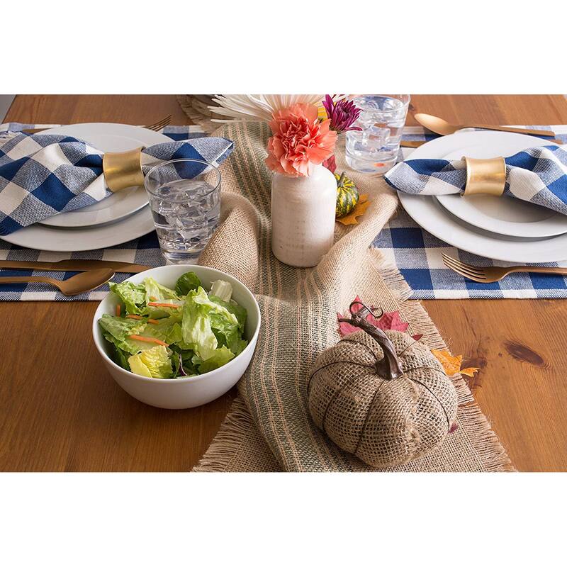 DII Barn Red Middle Stripe Burlap Table Runner, 14x108 inches