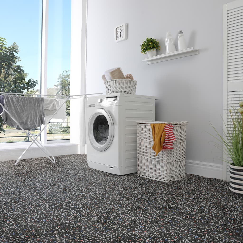 Merola Tile Venice Hex Colors Dark 8.63" x 9.86" Porcelain Floor and Wall Tile