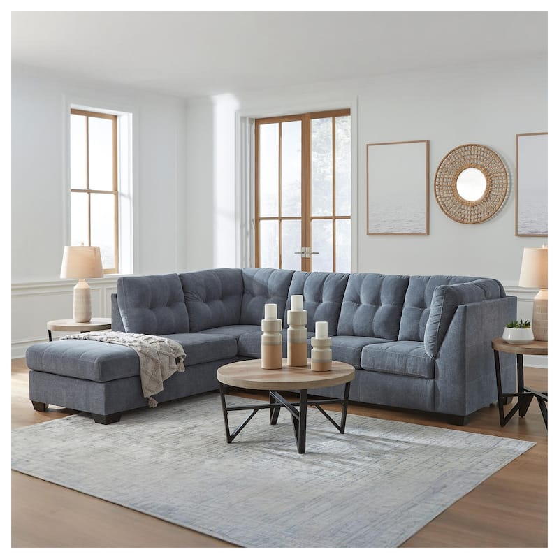 Signature Design by Ashley Marleton Dark Blue 2-Piece Sleeper Sectional with Chaise - 115"W x 91"D x 38"H - Left Facing