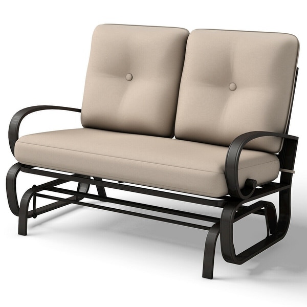 Shop Costway Glider Outdoor Patio Rocking Bench Loveseat Cushioned Seat On Sale Overstock 27790221