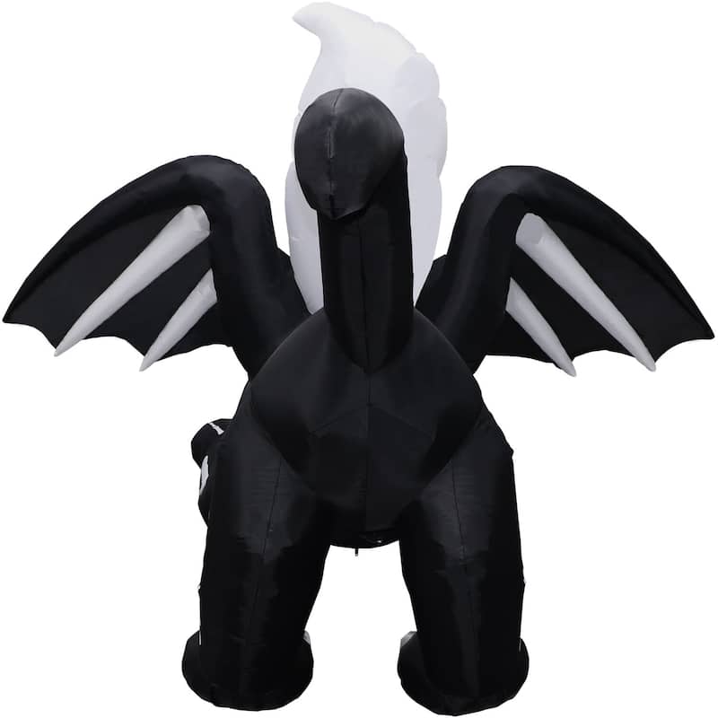 Haunted Hill Farm 5-Ft. Tall Pre-lit Inflatable Black Cat Bat with Red Eyes and Ghost