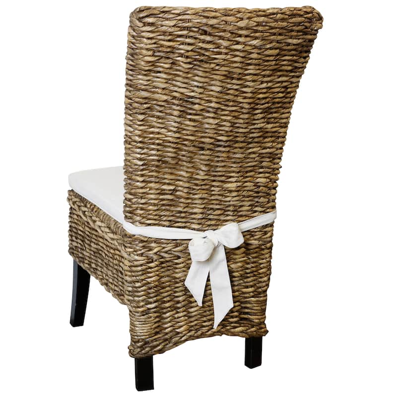 Harp & Fininal Reagan Natural Woven Banana Leaf Dining Chair with Deep Cream Pad