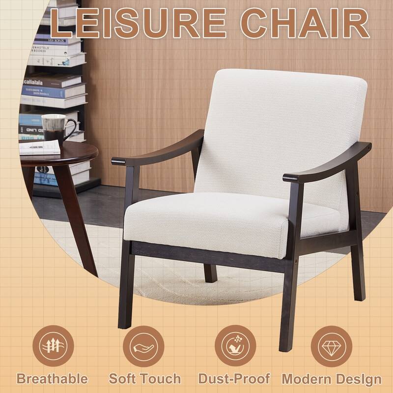 Medieval-inspired modern armchair with high back upholstered chair, solid wood legs