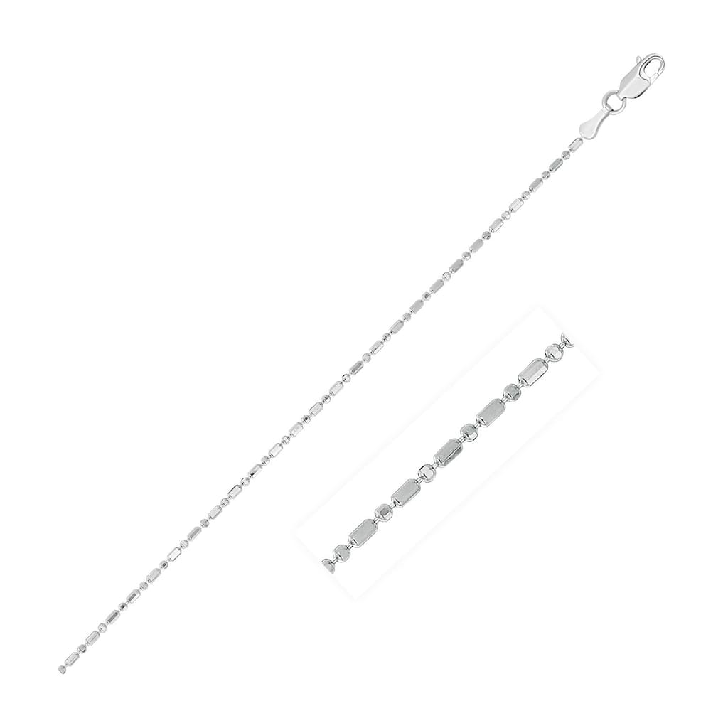 MayaMila 14k White Gold Diamond-Cut Bead Chain 1.0mm