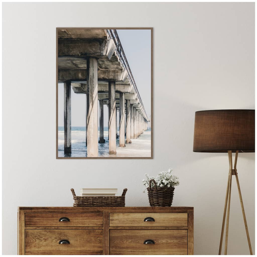 Kate and Laurel Pier Over The Water by Alicia Abla Framed Canvas Wall Art Print