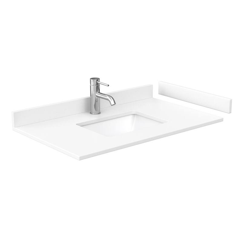 Wyndham Collection 36" Single Vanity Top with Undermount Rectangular - White Cultured Marble