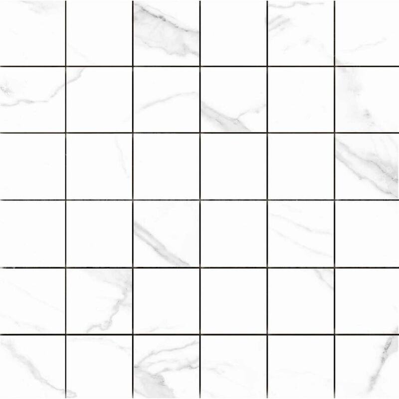 Cheyenne 2x2 White Polished Porcelain Grid Mosaic Tile - Floor, Wall, Backsplash