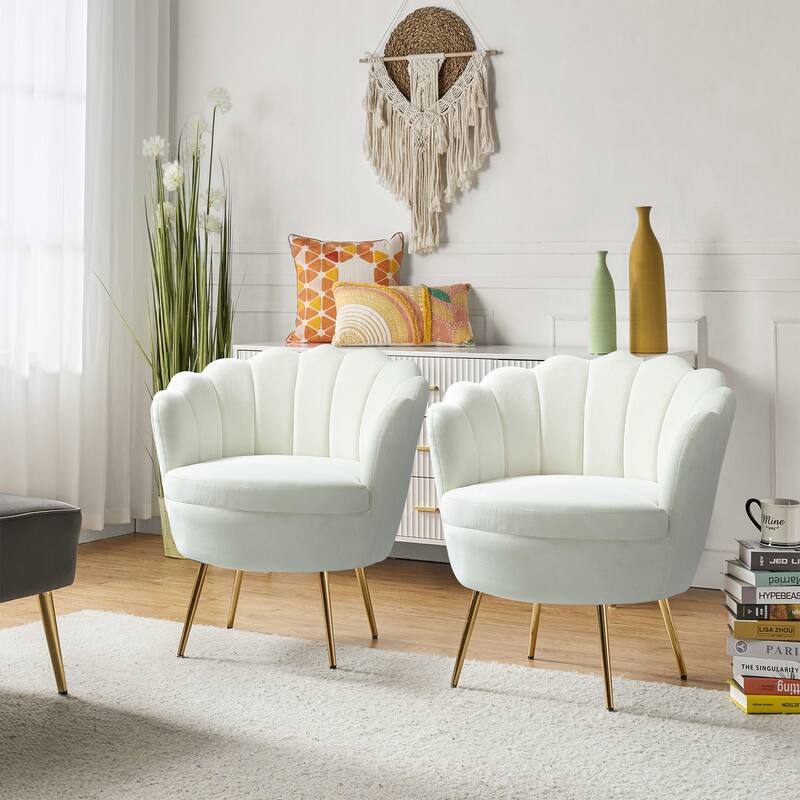 Xabier Cute Modern Upholstered Barrel Chair Accent Chair with Tufted Back Set of 2 by HULALA HOME