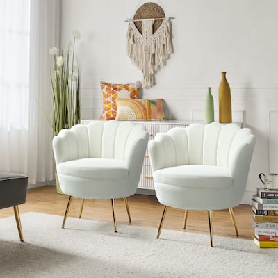Xabier Cute Modern Upholstered Barrel Chair Accent Chair with Tufted Back Set of 2 by HULALA HOME
