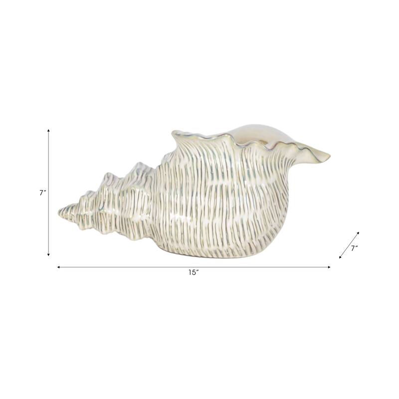 Ceramic Shell Shaped Sculpted Decorative Bowl with Textured Detail