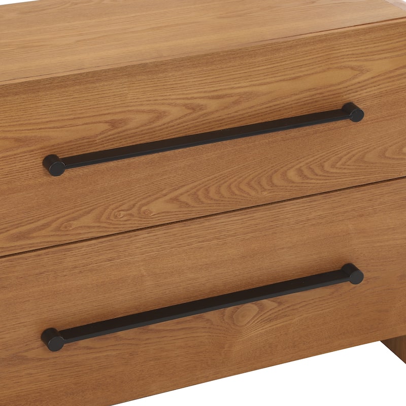 Christopher Knight Home - Nova Contemporary Natural Ash Veneer 4-Drawer Dresser with Sleek Black Handles