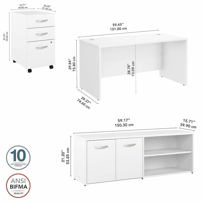 Studio C 60W Desk with Return and Cabinet by Bush Business Furniture