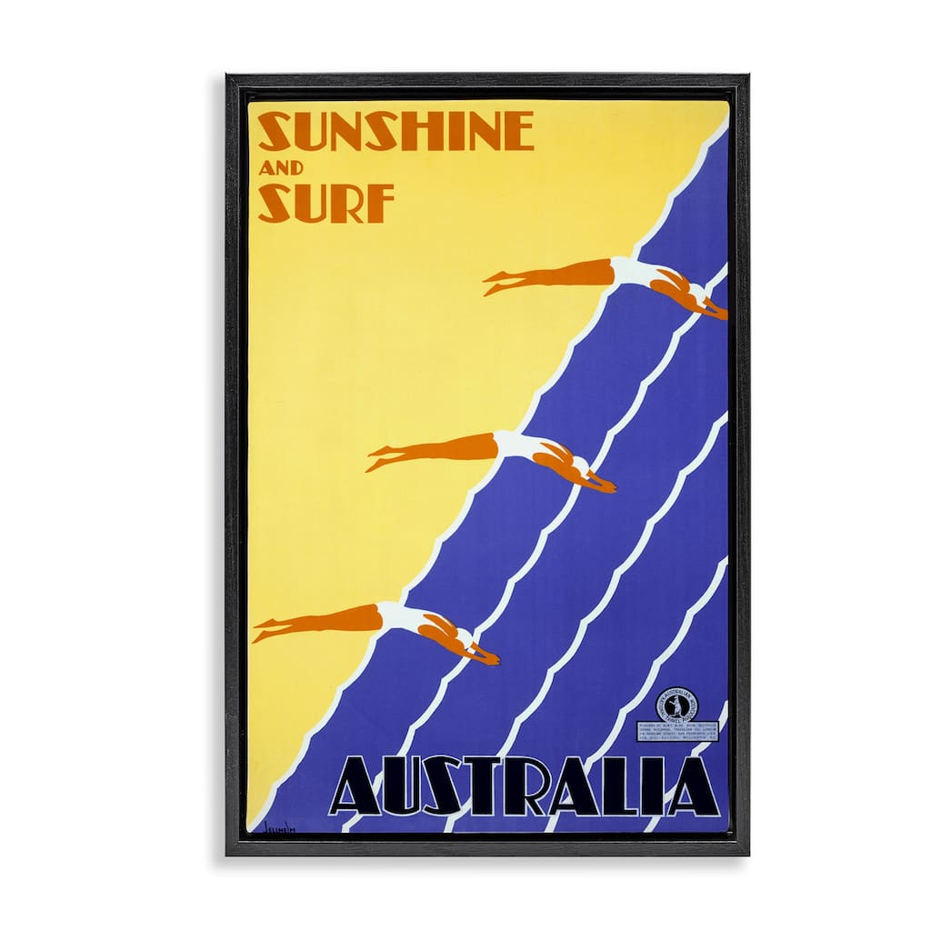 Stupell Sunshine & Surf Australia Framed Floater Canvas Wall Art Design By Marcus Jules