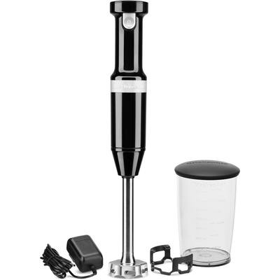 KitchenAid Cordless Variable-Speed Immersion Blender in Onyx Black with Whisk and Blending Jar