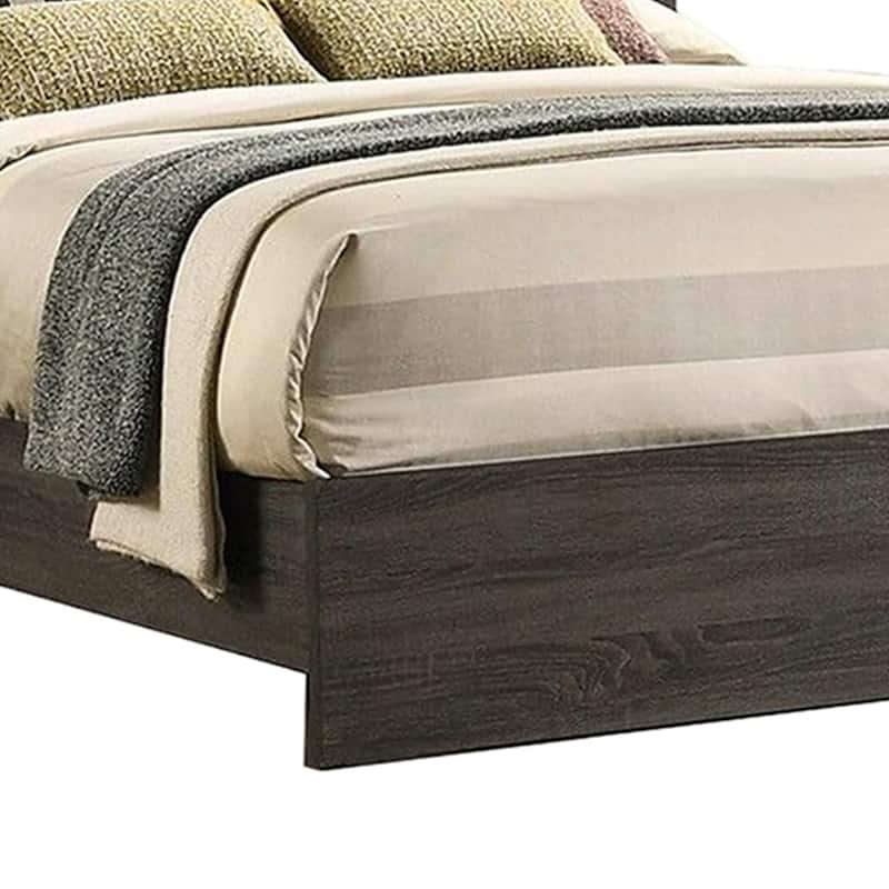 Wooden Eastern King Bed with High Upholstered Headboard