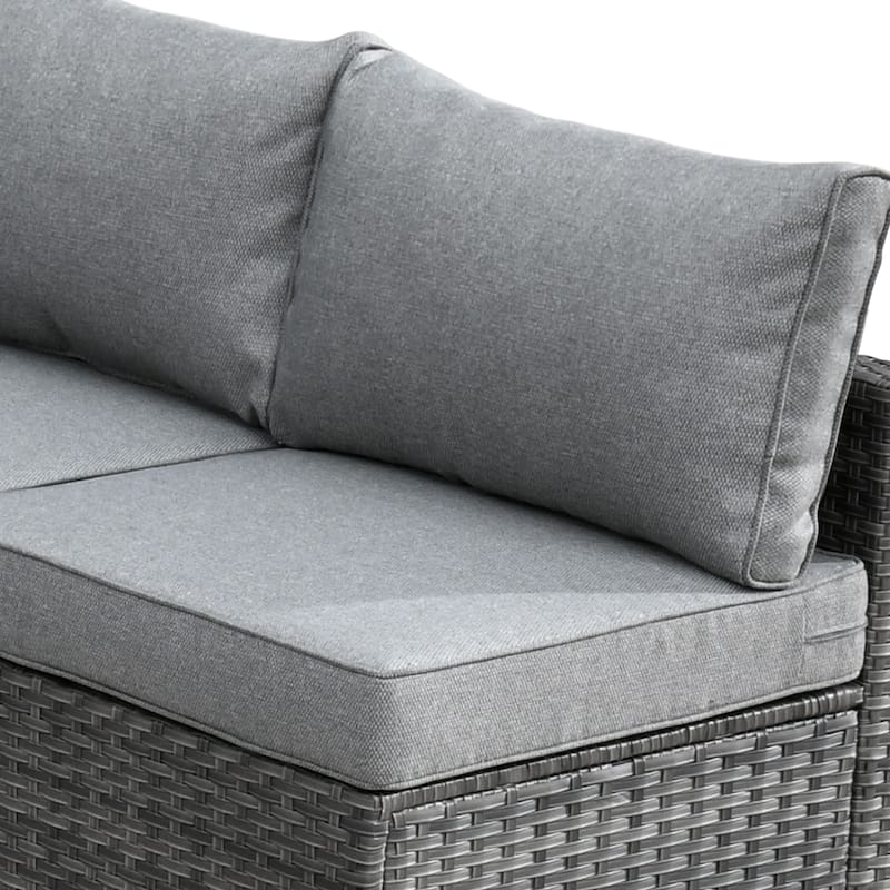 HOOOWOOO 8-piece Grey Wicker Patio Furniture Set Sectional Sofa with Fire Pit Table