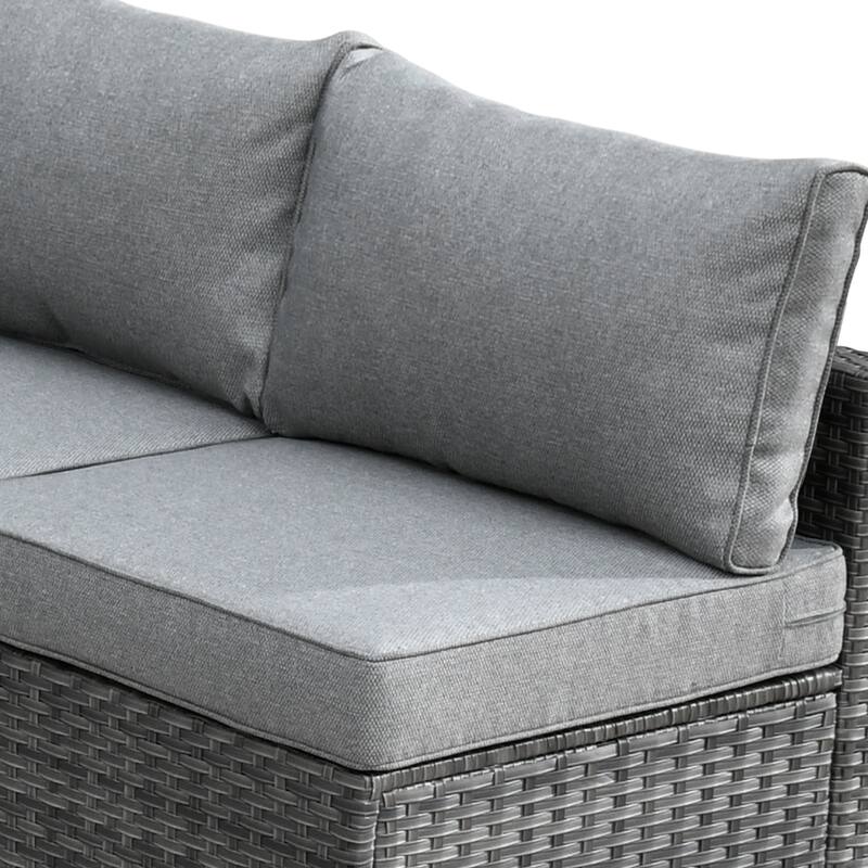HOOOWOOO 9-piece Grey Wicker Patio Outdoor Sectional Set with Swivel Rocking Chair