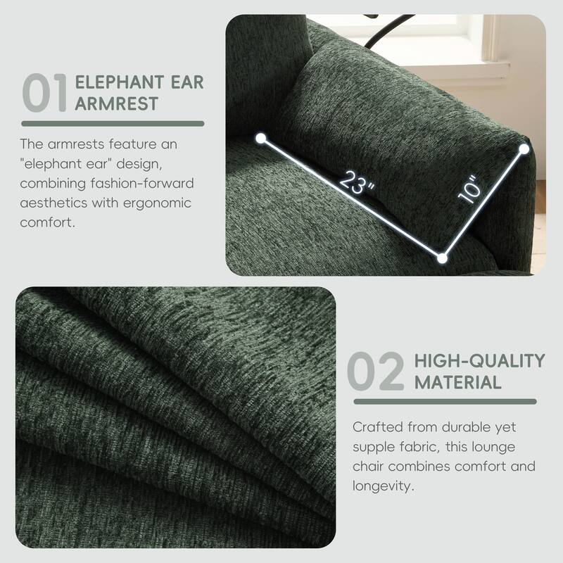 38" Chenille Storage Sofa with Ottoman - Features USB Charger, Phone Holder & Side Pockets for Living Room