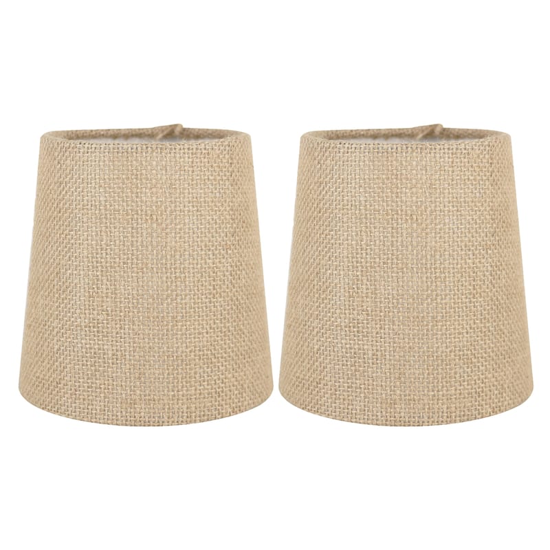 Meriville Burlap Clip On Chandelier Lamp Shades, 4-inch by 5-inch by 5-inch - Set of 2 - Natural