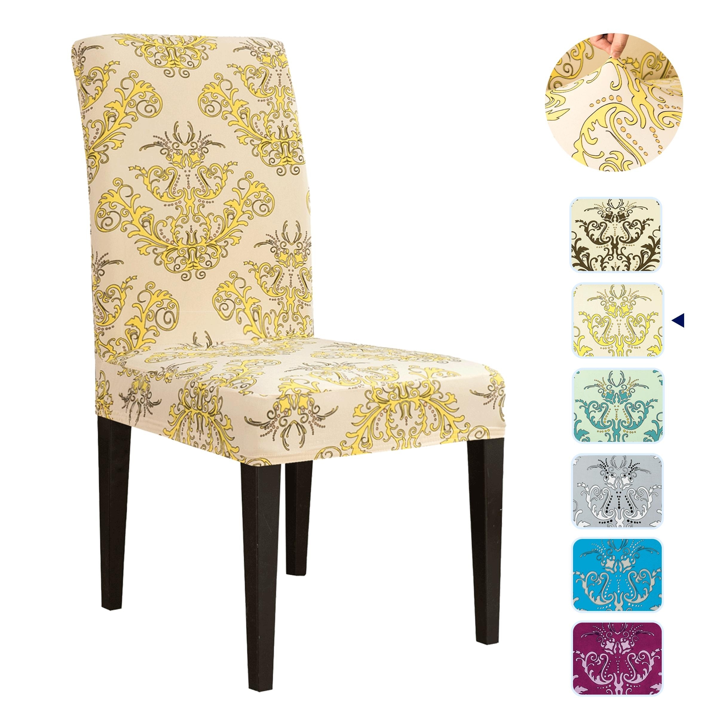 Round Chair Cover Floral Printed Elastic Seat Cover Chair Cushion Slipcover CA