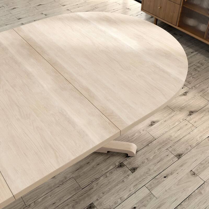 Furniture of America Zailen Mid-Century Modern 7-Piece White Oak Solid Wood Oval Dining Set